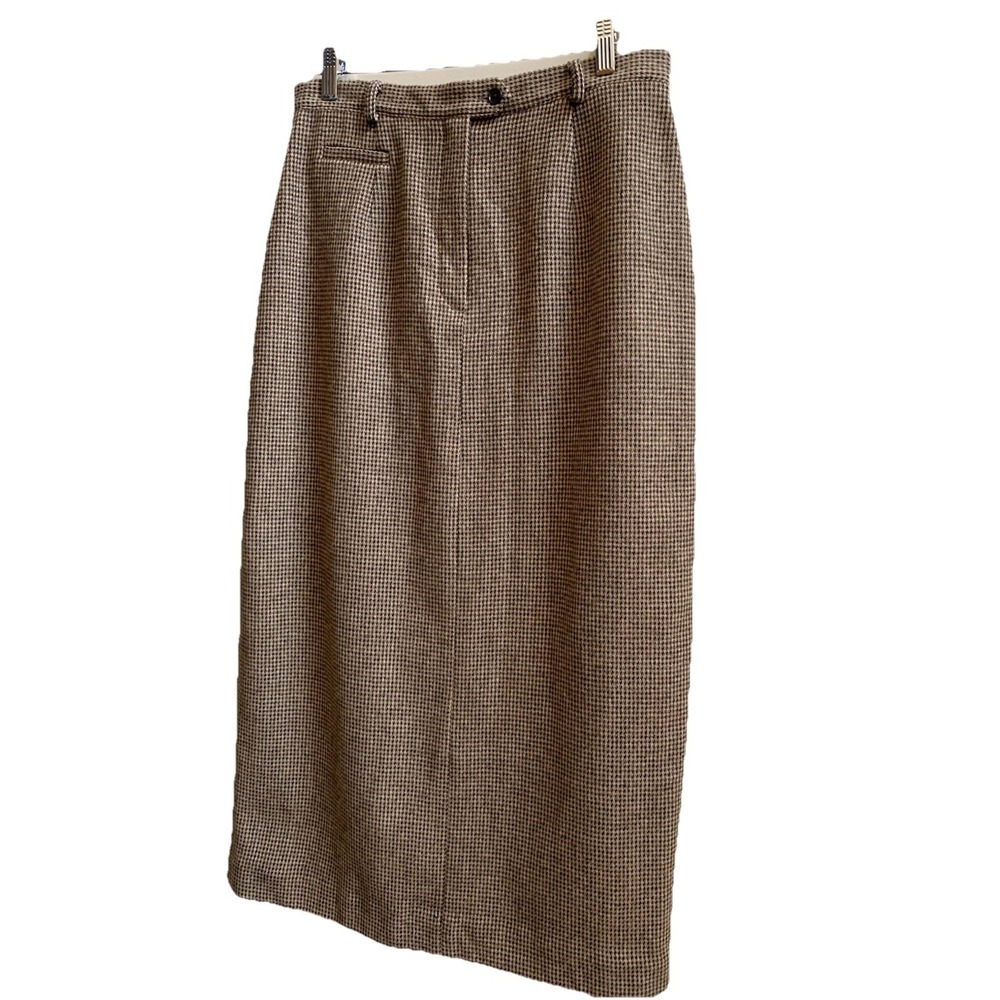 Ralph‎ Lauren Vintage 100% Lambs Wool Long Houndstooth Pattern Skirt Size 14P